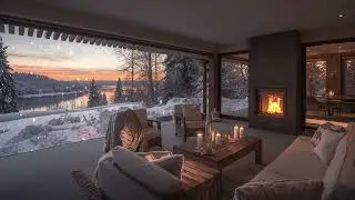 Snowy Fireplace Ambience ❄️ Cozy Winter Sounds for Relaxation & Sleep (1 Hour)