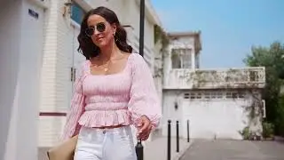 Solid Color Shirred Puff Sleeve Ruched Blouse