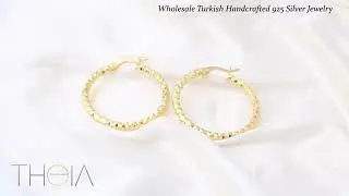 Geometric Design 30 mm Hoop Earrings 925 Sterling Silver Jewelry