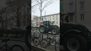 tractors in milan #walking #tractor #street #europe