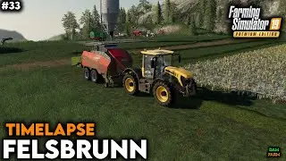 Grass baling, raking, wrapping, oat sowing & contract - FS19 Timelapse (Felsbrunn) | #33