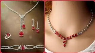 Luxury unheated Ruby & Diamond necklace Designs - Diamond & Ruby earrings with necklace