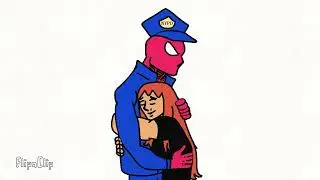 Spider-Cop hugging Mary Jane Watson