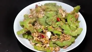 Menu, peria masak campur telur dan cancalu/ sardin dlm tin masak simple