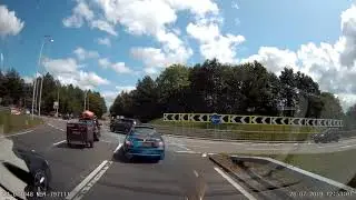 Cross Hands Roundabout, South Wales. Motorbike rear ended