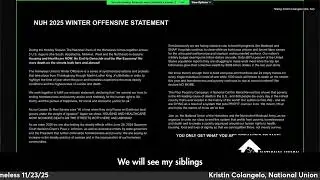 Winter Offensive: Kristin Colangelo, National Union of the Homeless, 11/23/25