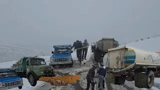 Between snow and blizzard; getting stuck in a snowstorm and unexpected rescue with water tankers!