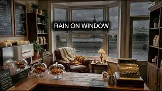 Cozy Coffee Shop Rain Ambience in London | Rain on Window, Fireplace Mood | No Music | 3 Hours