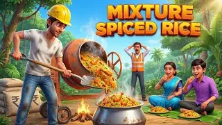 Spiced Rice Cooked in a Cement Mixer 🍗 | Jungle Survival Cooking | 3D Story in English