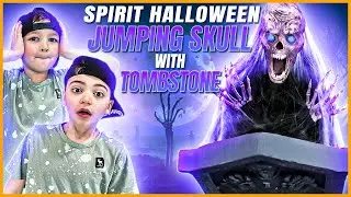 Spirit Halloween Jumping Skull With Tombstone | Spirit Halloween animatronic unboxing and demo