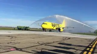 Spirit Airlines inaugural flight arrives at Akron-Canton airport