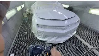 White Chevrolet camaro repair body paint
