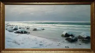 Quiet Winter Ocean Shoreline | Framed Art TV Wallpaper 4K