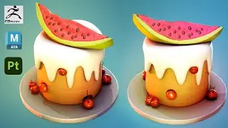 3D Modeling a Stylized Watermelon Cake with Zbrush, Maya, and Substance Painter