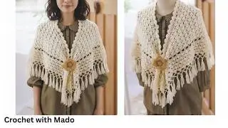 ✨ شال كروشيه مثلث أنيق وسهل | شرح مبسط خطوة بخطوة للمبتدئين Crochet shawl