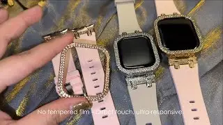 NewWays Apple Watch Band with Case Women AP Luxury Designer, Bling Case Silicone Band Metal Adapters
