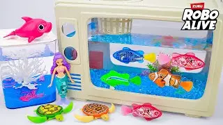 Satisfying Unboxing Zuru Robo Alive Aquarium With Turtle Swimming ASMR 🐊 Review Toy (No Talking)
