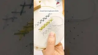 🧵Closed Herringbone Stitch✨#EmbroideryDIY #EmbroideryBasics #StitchTutorial #BeginnerEmbroidery
