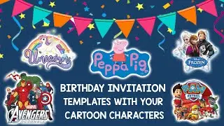 Birthday invitation cards templates | Kids birthday cartoon themes | Customized birthday card