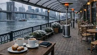 New York Coffee Shop on a Snowy Day | Cozy Ambience to Work, Study & Relax
