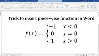 Trick to insert Piece Wise function in Word | Shortcut to insert a piecewise function in Ms Word