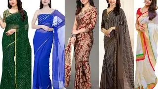🪴Simple daily wear saree /new designer saree with price /Chiffon Georgettesaree/ Cotton blendsaree 🪴
