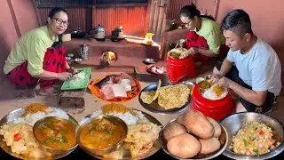 Village Fish Curry & Spicy Potato Mashed Achar (Aloo Bharta) with Rice: Nepali Food Secret Recipe 