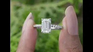 Emerald Cut Solitaire Accent Lab Diamond Ring