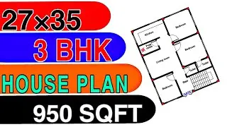 27 x 35 House Design | 3 bedroom Ghar Ka Naksha | 27 x 35 Home Design | #shorts #trending #ytshorts