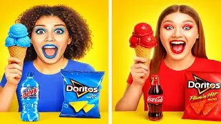 24 Jam Hanya Makan Makanan Merah vs Biru 🔴🔵 Bisakah Kita Bertahan? oleh 123 GO!
