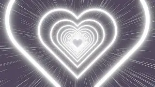 Neon Tunnel Of White Hearts On a Pale Blue Striped Background. 4K 60fps Video Loop