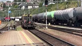 Train action at Brataslava, Slovakia passenger station on July 22, 2022