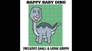 Happy Baby Dino C2C & Tapestry Crochet Pattern & Chart by Magic Yarn Pixels