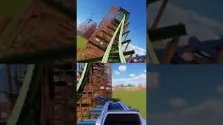 Dueling RMC coasters blue is the track with no inversions green is the crazy track with inversions