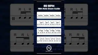 16th-Note Snare Drum Exercise &mdash; Sticking Guide & Play-Along (80 BPM)