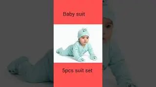 Baby 5pcs Suit Set &ndash; Soft Cotton Top, Bottom, Cap, Mittens & Booties#viral #trending #shortsfeed