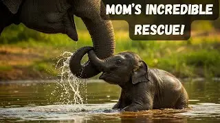 Mother Elephant's AMAZING Rescue Technique Teaches Baby to Swim