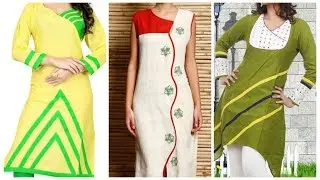 Make plain kurti into designer one by just adding strips,patchwork kurti design ideas