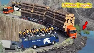 Overloaded Trailer - Extreme Logging Transport on a Deadly Mountain Road | ETS2