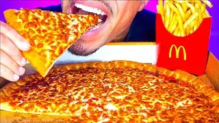 ASMR LITTLE CAESARS PIZZA MUKBANG | EATING MCDONALD'S FRIES | NO TALKING JERRY *BIG BITES*