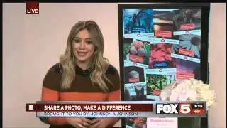 Hilary Duff promoting the Donate A Photo App by Johnson & Johnson for Save the Children