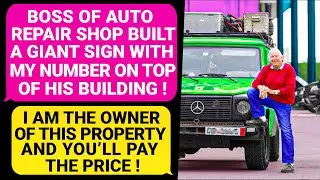 Boss Of Auto Repair Shop BUILT GIANT SIGN with Number Of My Property on His Building! I'm Owner r/PR