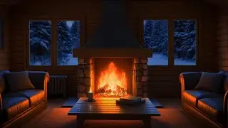 Crackling Fireplace in a Cozy Winter Cabin 🔥 Real Fire Sounds for Deep Sleep & Relaxation