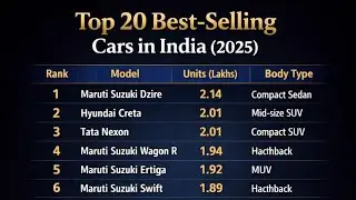 Top 20 Best Selling Cars In India | #car #thar #viral #trending