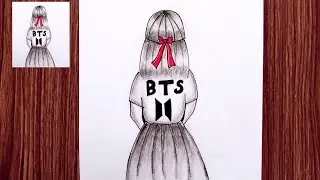 ✨&ldquo;BTS Girl Drawing | Easy Pencil Sketch for Beginners | BTS Army Aesthetic Art 💜&rdquo;