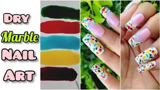 ✨ Dry Marble Nail Art | Easy And Colourful nail art Design 💅| Marble Nail Art Design without water