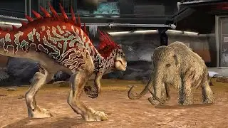 THE HYBRID DINOSAUR INDOMINUS REX VS WOOLLY MAMMOTH - BATTLE | JURASSIC WORLD THE GAME | GAMEPLAY