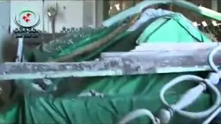 Syrian & Hizbullah Forces Bombing Khalid Bin Waleed Grave+Masjid in Homes, Syria