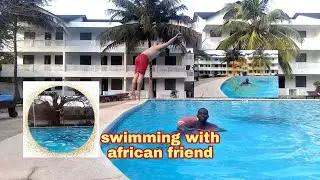 Swimming with African friend @morning star diani resort, ukonda kenya
