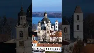 Pazaislis Monastery from Above in Lithuania ✨ #drone #aerial #Kaunas  #cinematic #travel #shorts